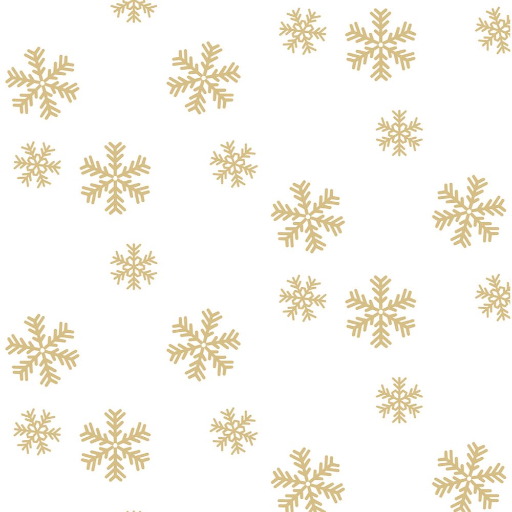 NextWall NW41005 Snowflakes Wallpaper in Metallic Gold